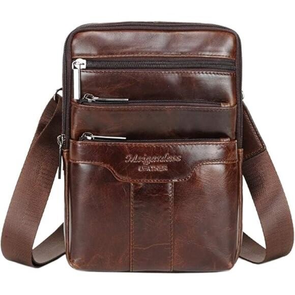 YiJuHui 5pcs Small Leather Sling Shoulder Bag Messenger Pack  Small Leather Sling Shoulder Bag Messenger Pack for Men Women Outdoor Travel